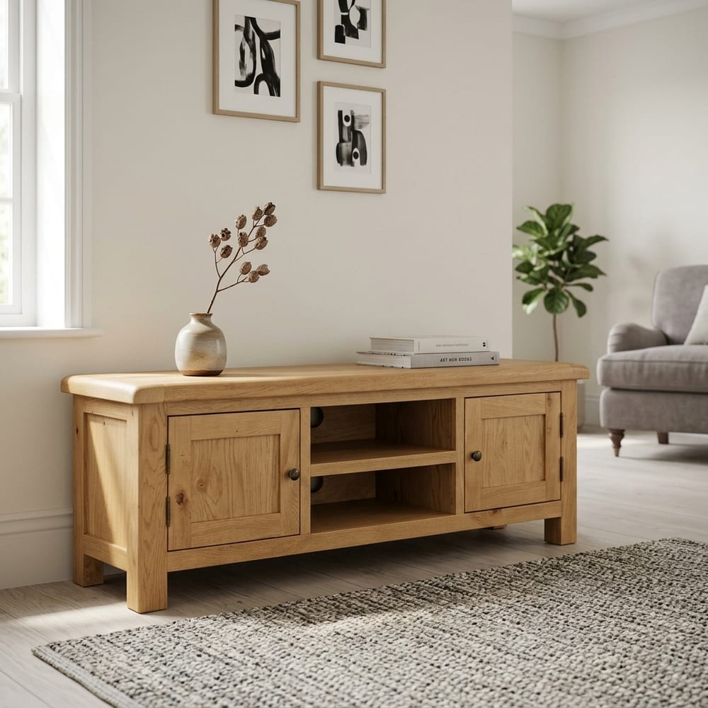 Salisbury Rustic Oak Extra Large TV Cabinet | Wax Finish | Assembled | Clearance