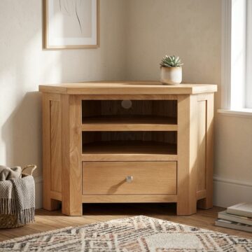 Wynyard Oak Corner TV Unit | Assembled | Clearance