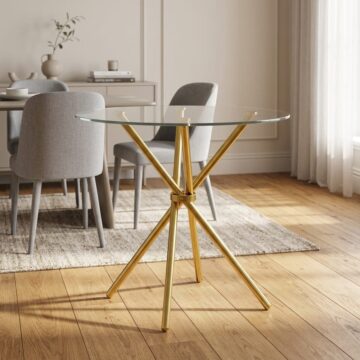 Alto Clear Top / Gold Legs Dining Table