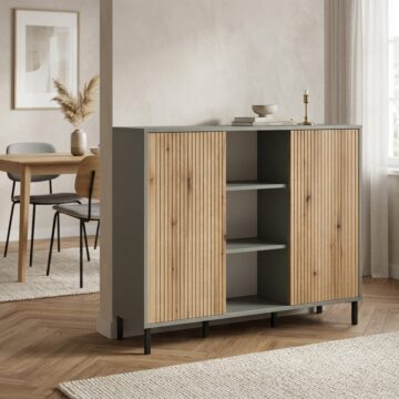 Ayr Green 2 Door Sideboard | Oak Finish
