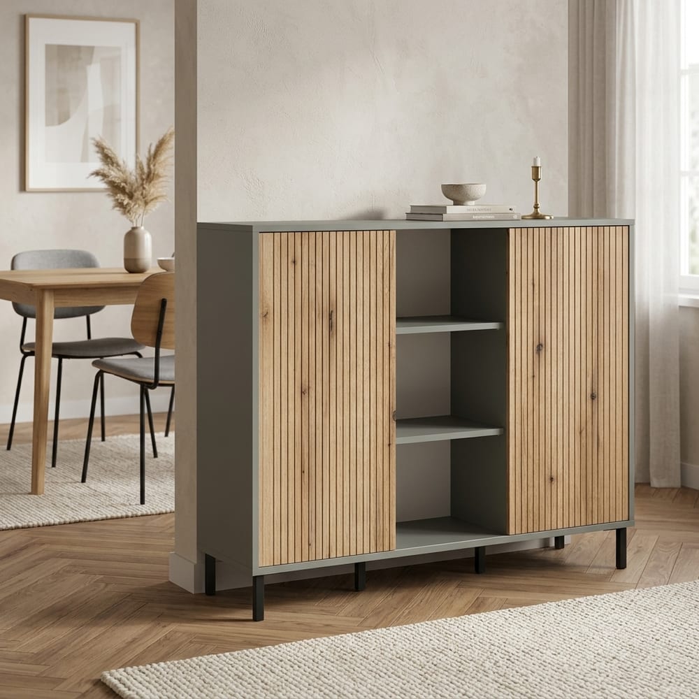 Ayr Green 2 Door Sideboard | Oak Finish
