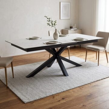 Azura Ceramic White Extendable Dining Table | 200cm- 240cm