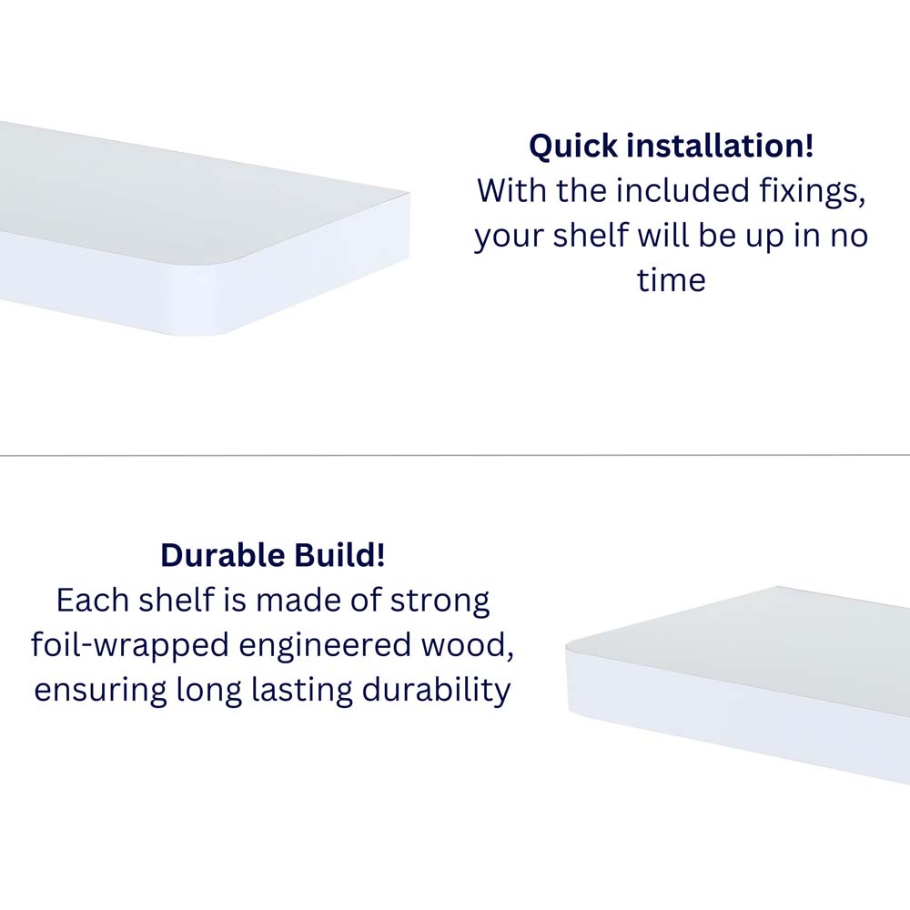 Studio Lounge Matt White Floating Shelf 50cm With Rounded Corners