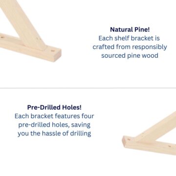 Orin Pair of Small Pre-Sanded Pine Wood Brackets