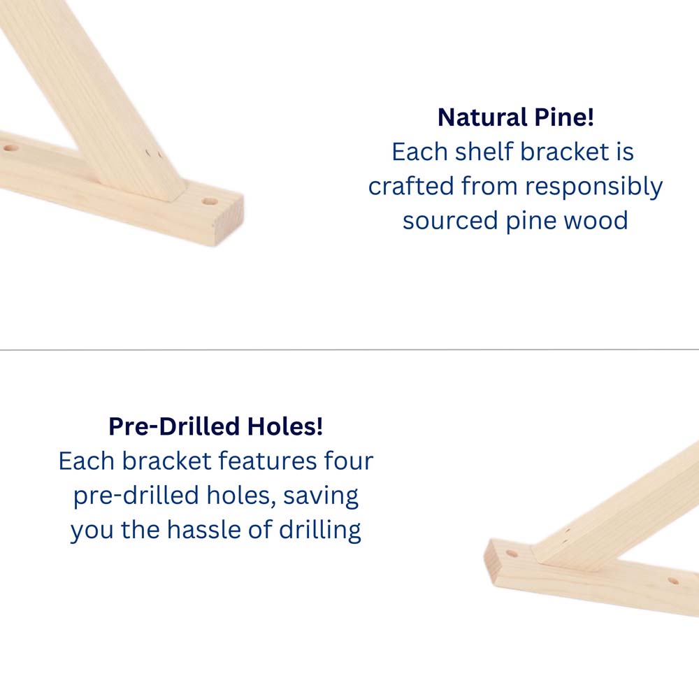Orin Pair of Small Pre-Sanded Pine Wood Brackets