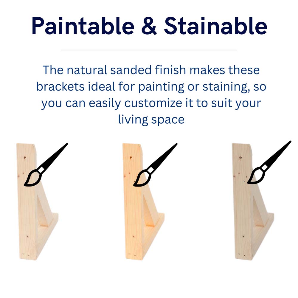 Orin Pair of Small Pre-Sanded Pine Wood Brackets