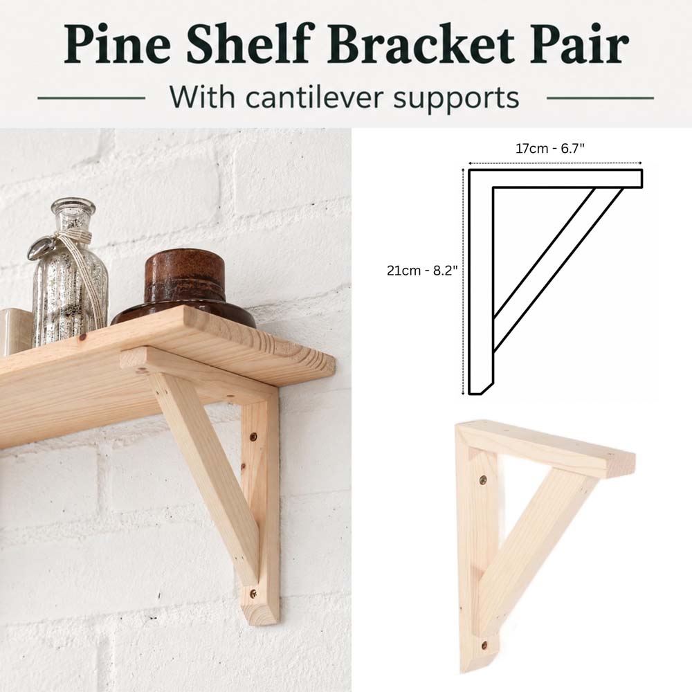 Orin Pair of Small Pre-Sanded Pine Wood Brackets