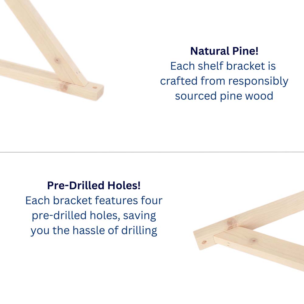 Orin Pair of Medium Pre-Sanded Pine Wood Brackets