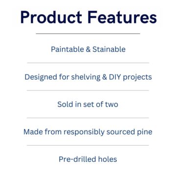 Orin Pair of Medium Pre-Sanded Pine Wood Brackets