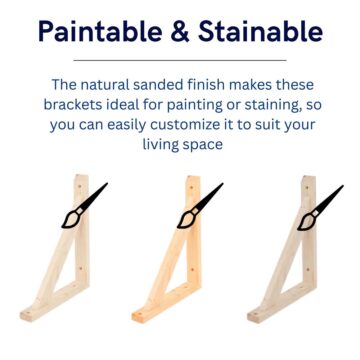 Orin Pair of Medium Pre-Sanded Pine Wood Brackets