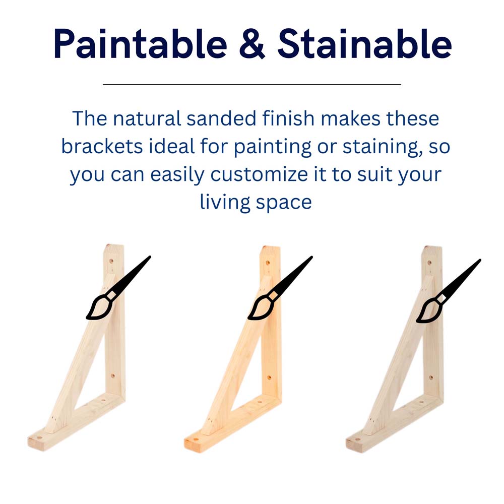 Orin Pair of Medium Pre-Sanded Pine Wood Brackets