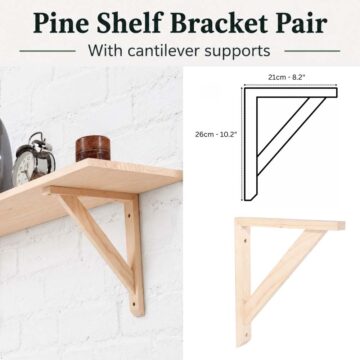 Orin Pair of Medium Pre-Sanded Pine Wood Brackets