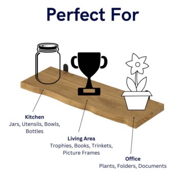 Orin Chunky Pine Live Edge Shelf With “L” Metal Bracket Kit 60cm | Antique Wax
