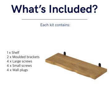 Orin Chunky Pine Live Edge Shelf With “L” Metal Bracket Kit 60cm | Antique Wax