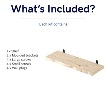 Orin Chunky Live Edge Shelf With “L” Metal Bracket Kit 60cm | Pre-Sanded Pine