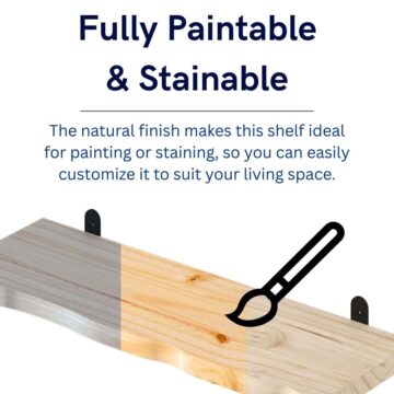 Orin Chunky Live Edge Shelf With “L” Metal Bracket Kit 60cm | Pre-Sanded Pine