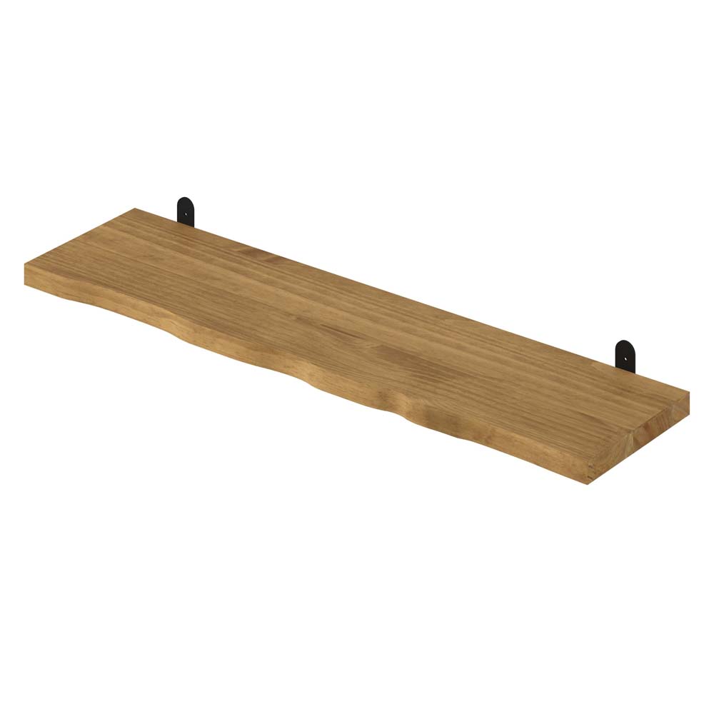 Orin Chunky Pine Live Edge Shelf With "L" Metal Bracket Kit 90cm | Antique Wax