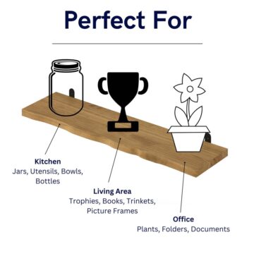 Orin Chunky Pine Live Edge Shelf With “L” Metal Bracket Kit 90cm | Antique Wax