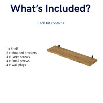 Orin Chunky Pine Live Edge Shelf With “L” Metal Bracket Kit 90cm | Antique Wax