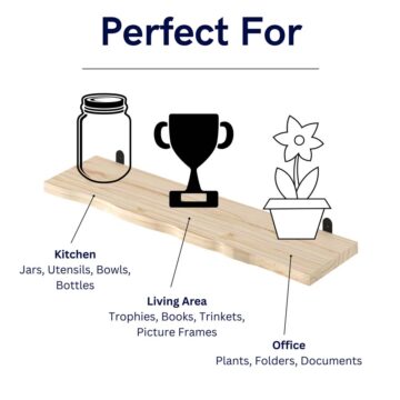Orin Chunky Live Edge Shelf With “L” Metal Bracket Kit 90cm | Pre-Sanded Pine