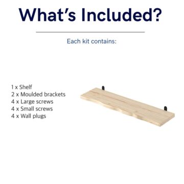 Orin Chunky Live Edge Shelf With “L” Metal Bracket Kit 90cm | Pre-Sanded Pine