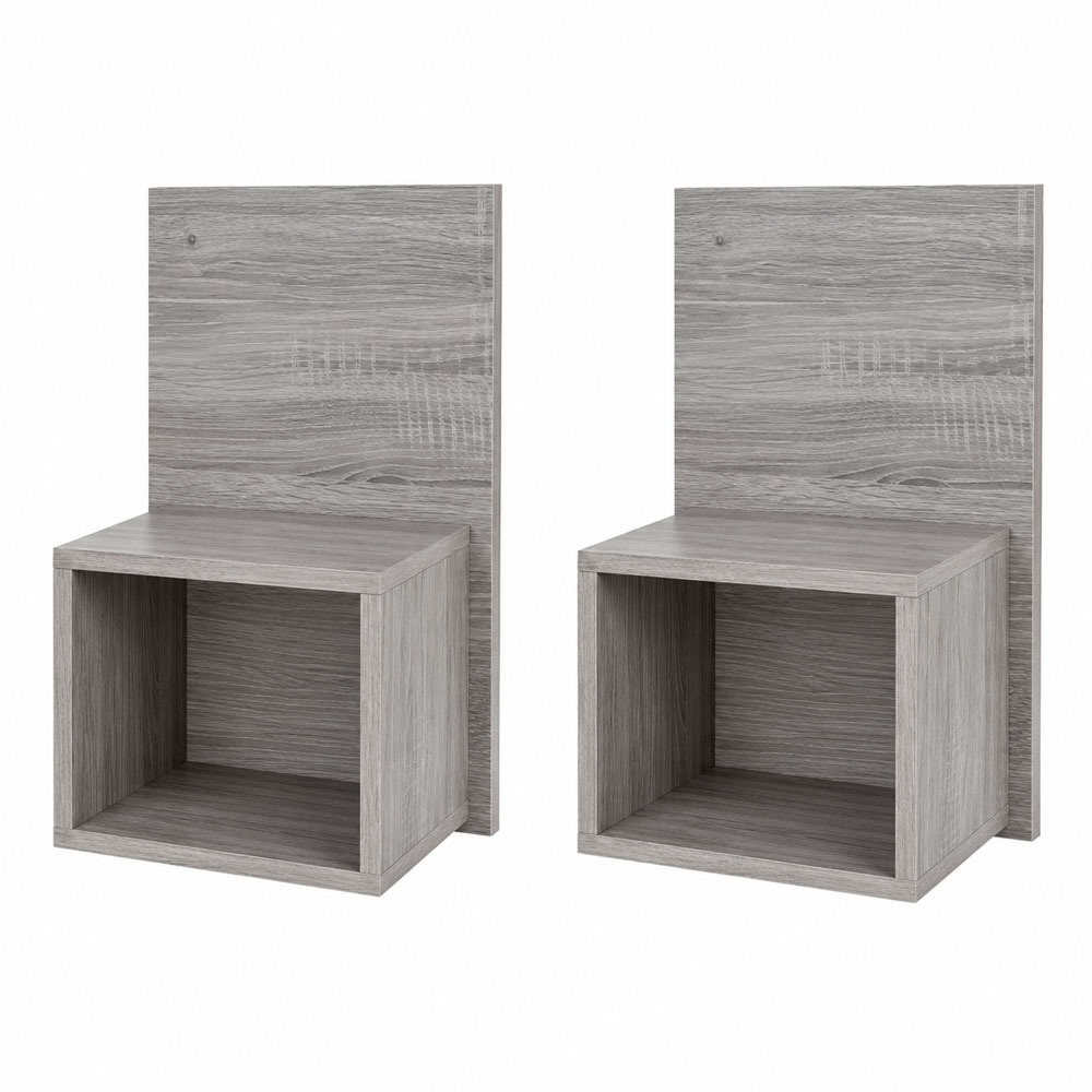 Pair of Alderley Wall Hanging Open Compact Bedside Tables | Grey Oak Finish