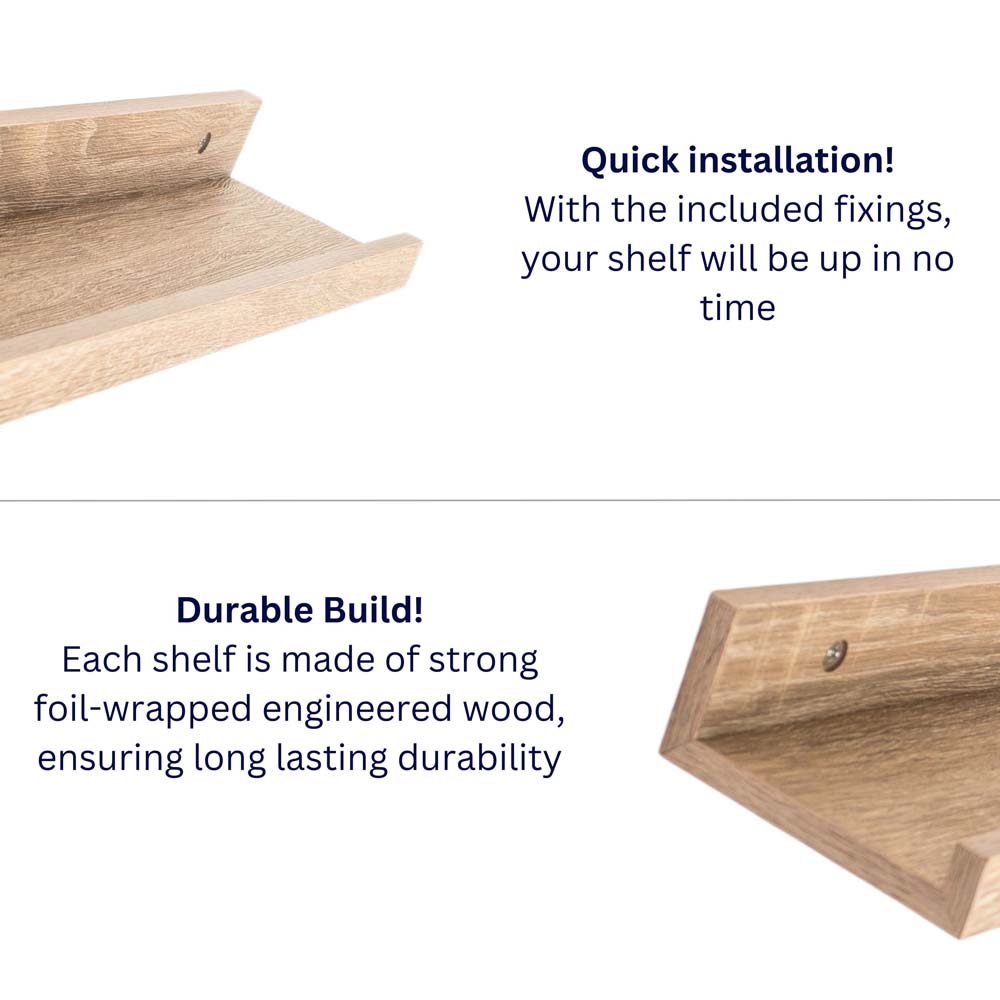 Kove Floating Book Shelf 58cm | Oak Finish