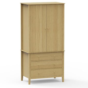 Fernley 2 Door Wardrobe with Drawers | Light Oak Finish