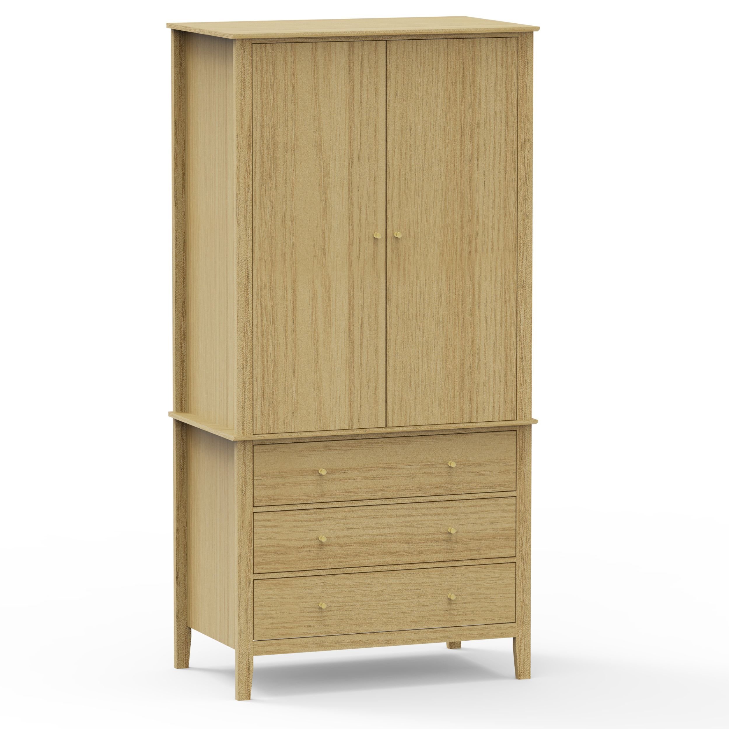 Fernley 2 Door Wardrobe with Drawers | Light Oak Finish