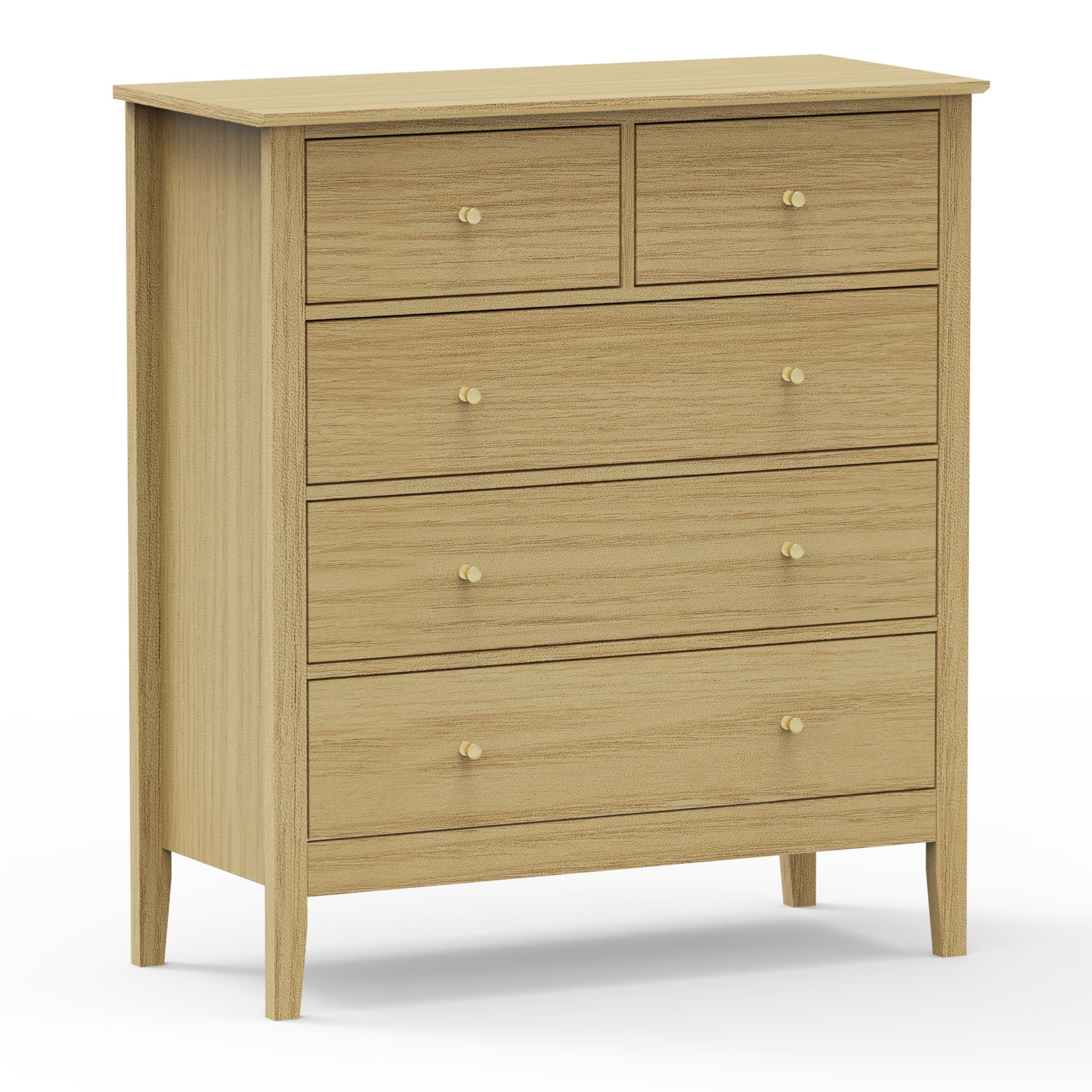 Fernley 2 over 3 Wide Chest of Drawers | Light Oak Finish