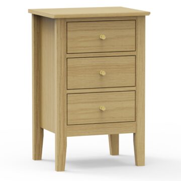 Fernley 3 Drawer Bedside Cabinet | Light Oak Finish