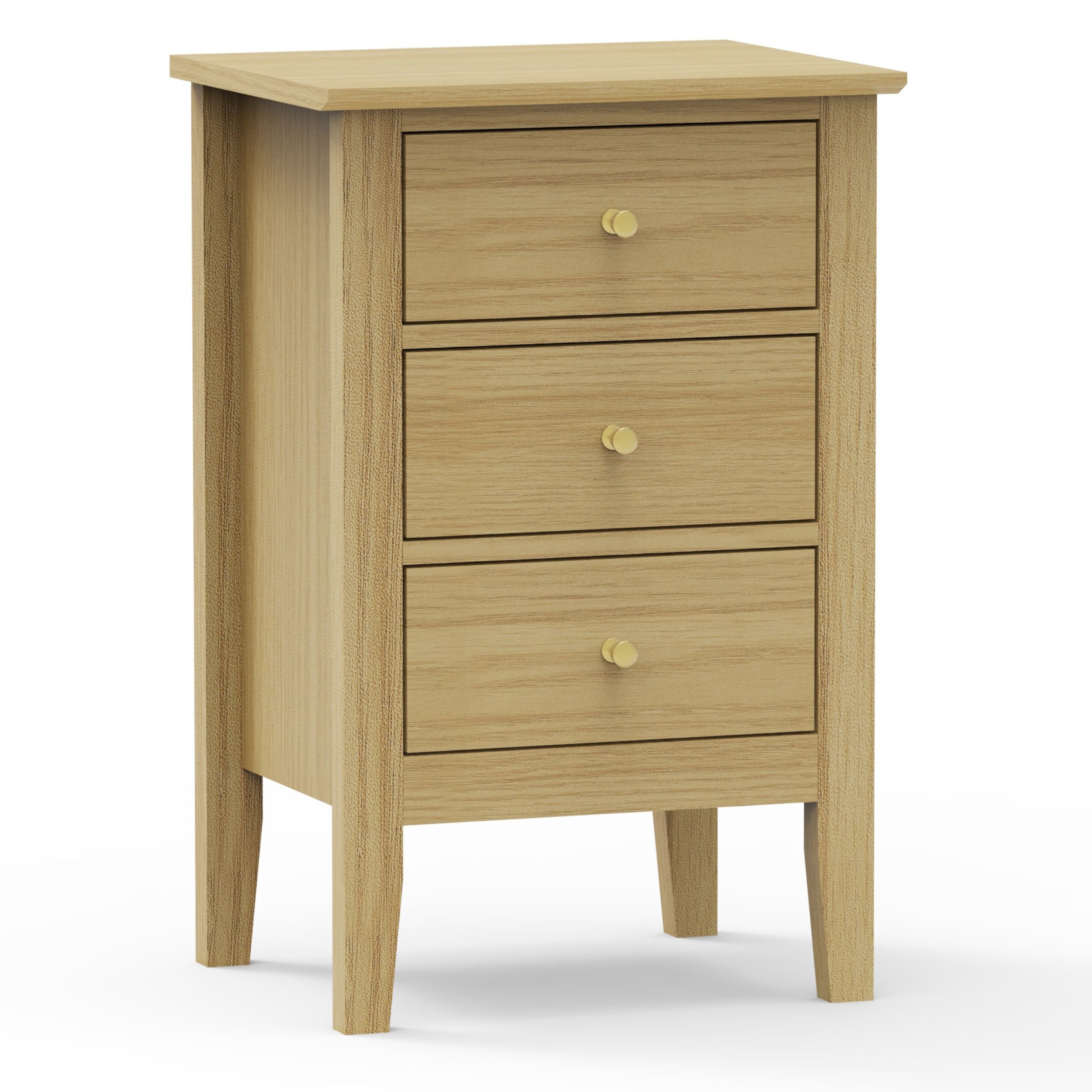 Fernley 3 Drawer Bedside Cabinet | Light Oak Finish