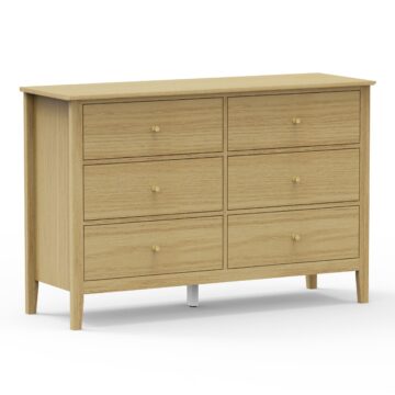 Fernley Double Wide 6 Drawer Chest | Light Oak Finish