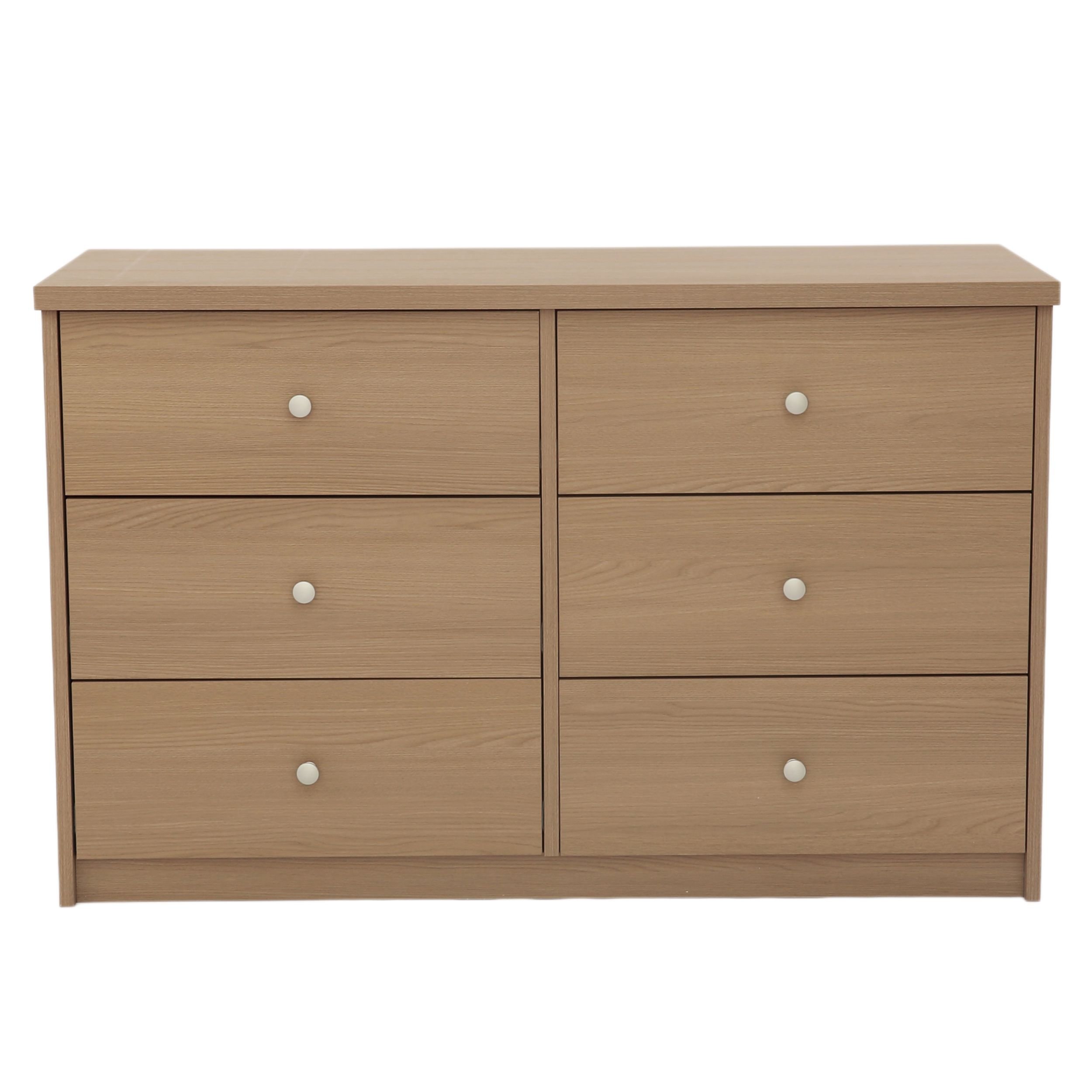 Fletcher Wide Chest of 6 Drawers | Smoked Oak Finish