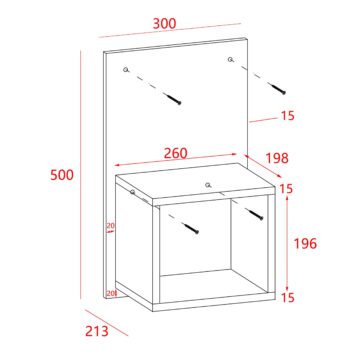 Pair of Alderley Wall Hanging Open Compact Bedside Tables | Grey Oak Finish