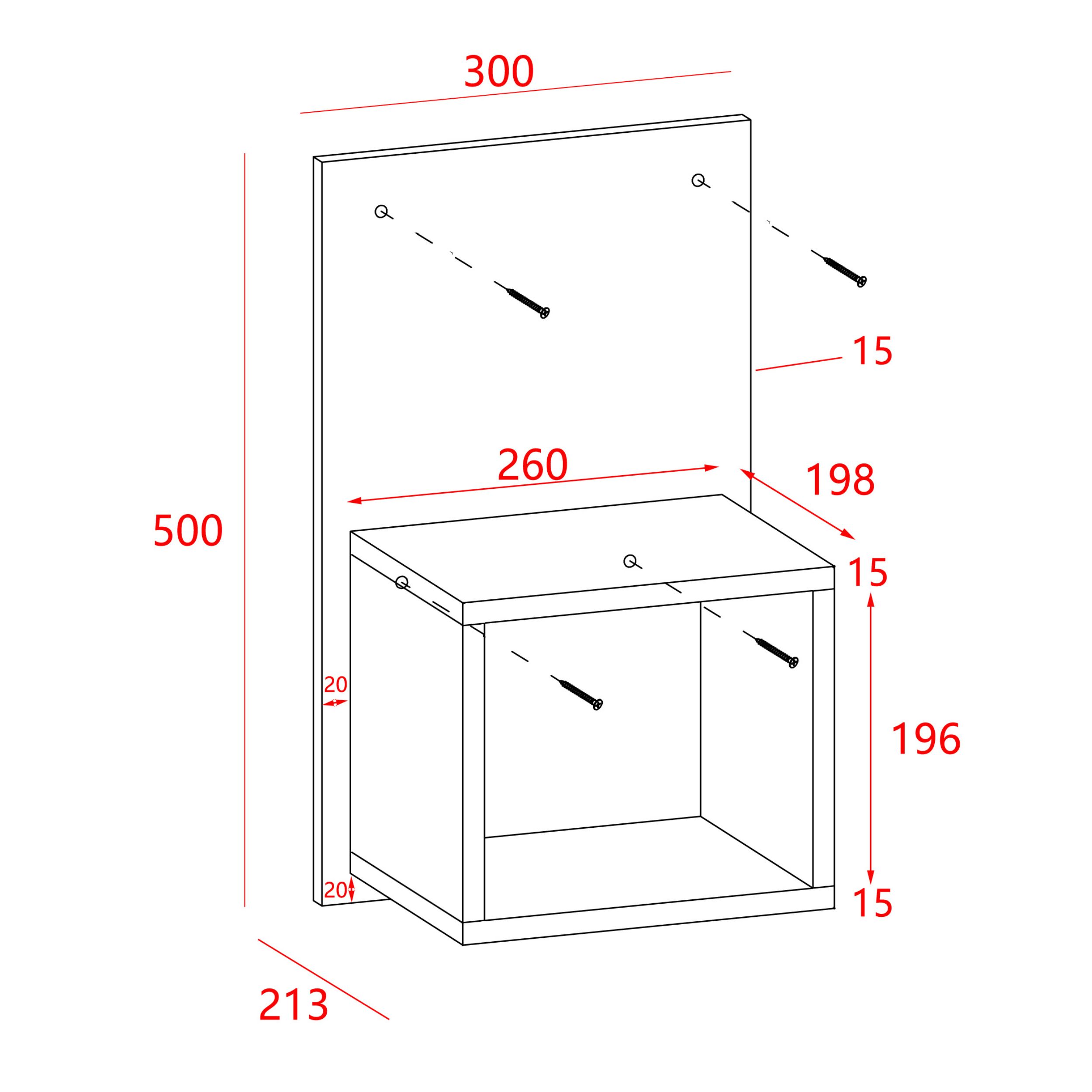Pair of Alderley Wall Hanging Open Compact Bedside Tables | Grey Oak Finish