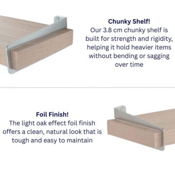 Studio Lounge Chunky Shelf With Slide On Brackets 60cm | Oak Finish