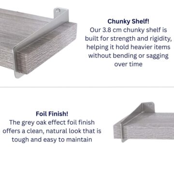 Studio Lounge Chunky Shelf With Slide On Brackets 80cm | Grey Oak Finish