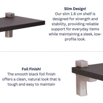 Studio Lounge Black Slim Shelf With “L” Shape Bracket 60cm