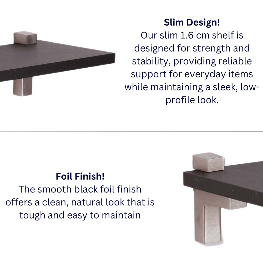 Studio Lounge Black Slim Shelf With "L" Shape Bracket 60cm