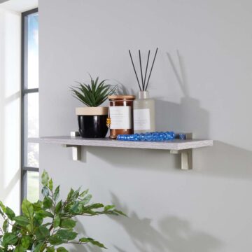 Studio Lounge Slim Shelf With “L” Shape Bracket 60cm | Grey Oak Finish