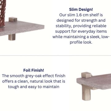 Studio Lounge Slim Shelf With “L” Shape Bracket 60cm | Grey Oak Finish
