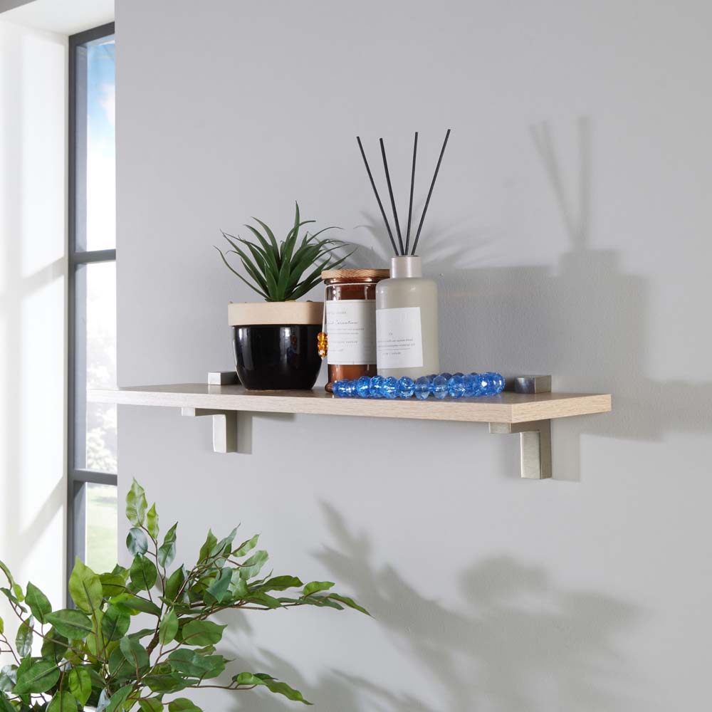 Studio Lounge Slim Shelf With "L" Shape Bracket 60cm | Oak Finish