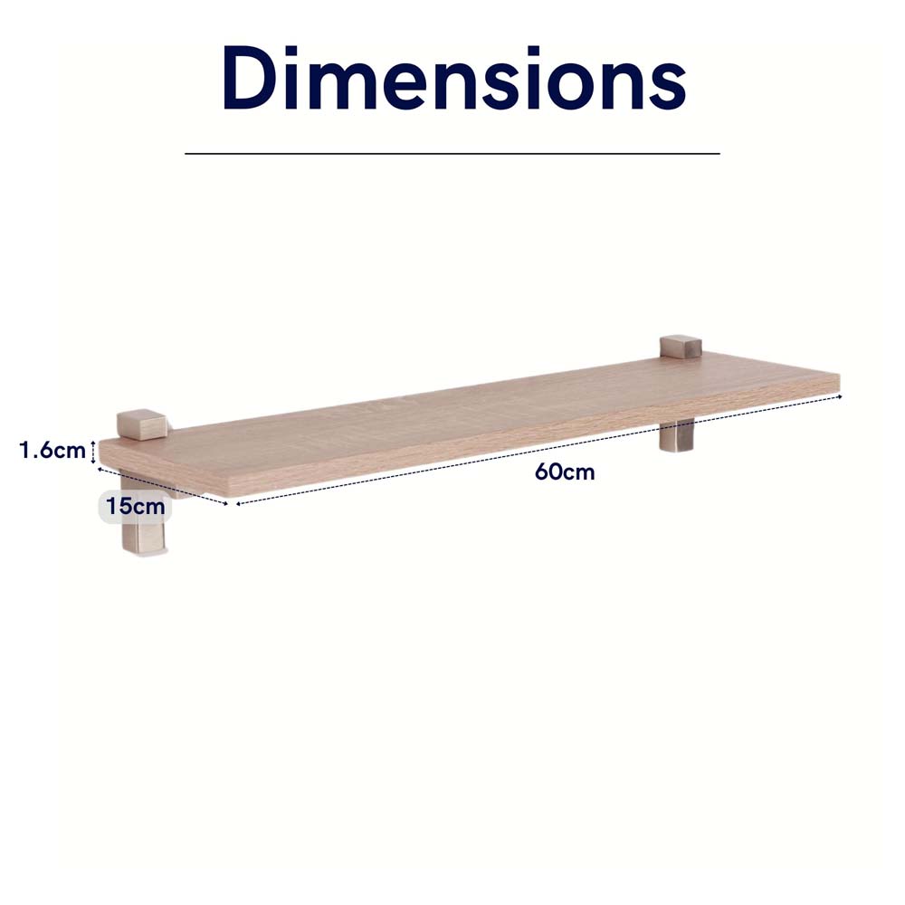 Studio Lounge Slim Shelf With "L" Shape Bracket 60cm | Oak Finish