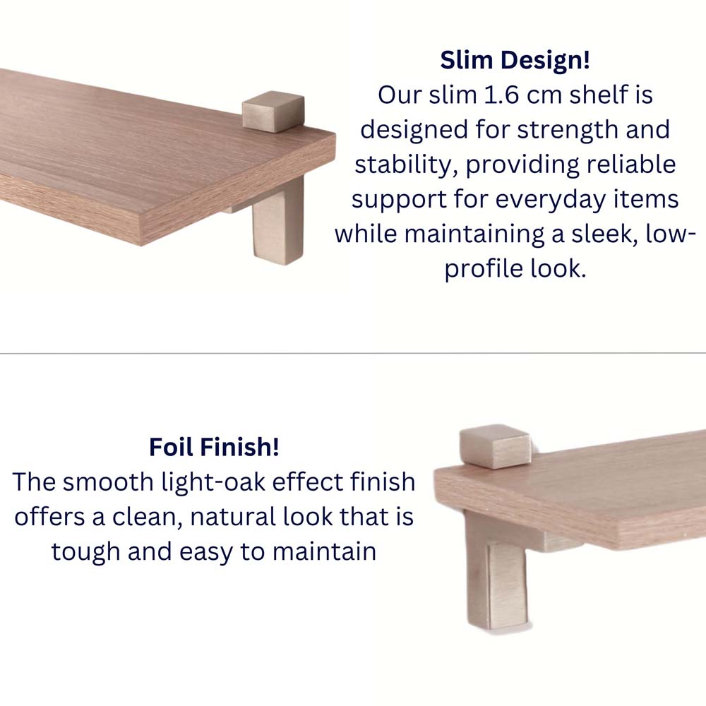 Studio Lounge Slim Shelf With "L" Shape Bracket 60cm | Oak Finish