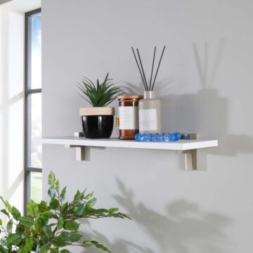 Studio Lounge White 60cm Slim Shelf With “L” Shape Bracket