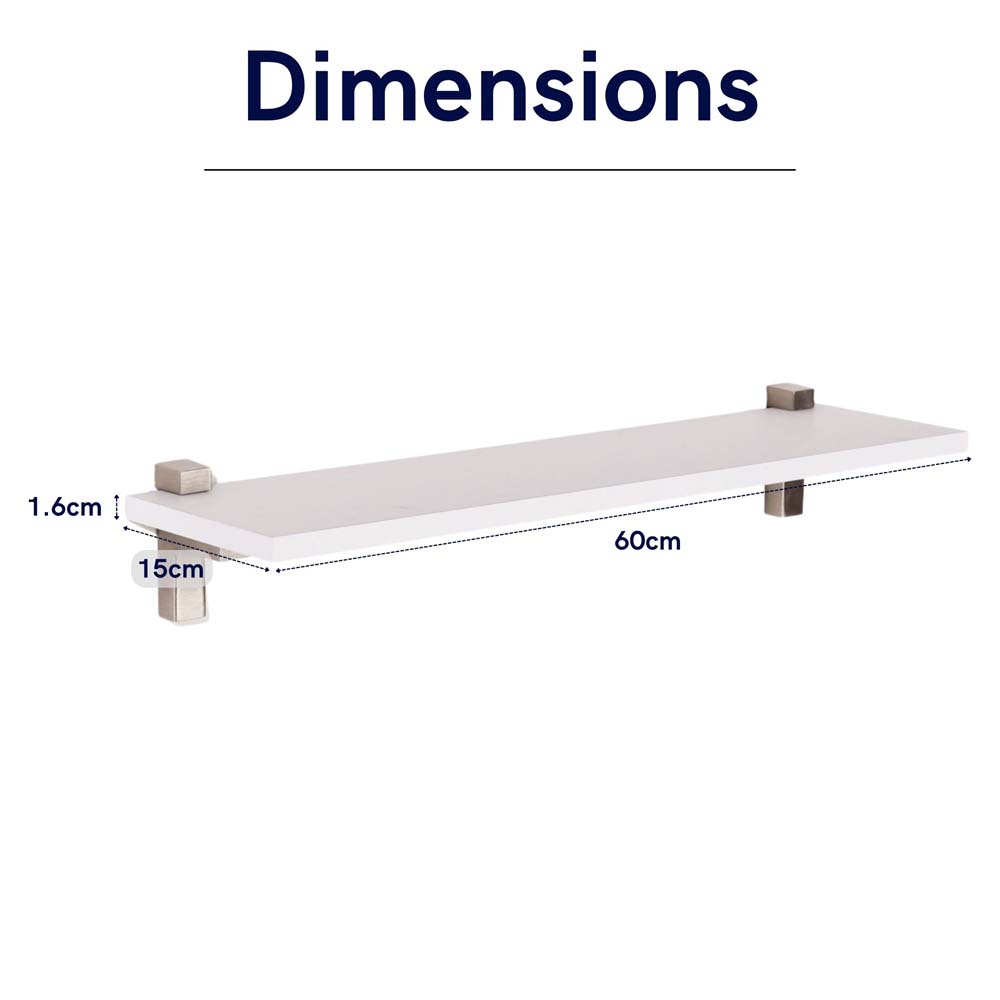 Studio Lounge White 60cm Slim Shelf With "L" Shape Bracket