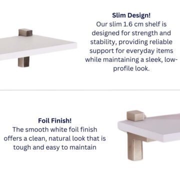 Studio Lounge White 60cm Slim Shelf With “L” Shape Bracket