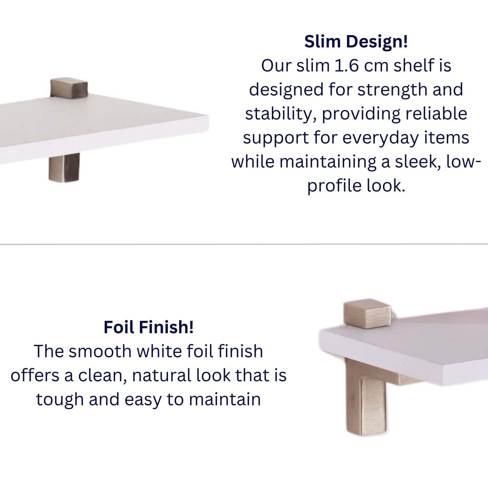 Studio Lounge White 60cm Slim Shelf With "L" Shape Bracket
