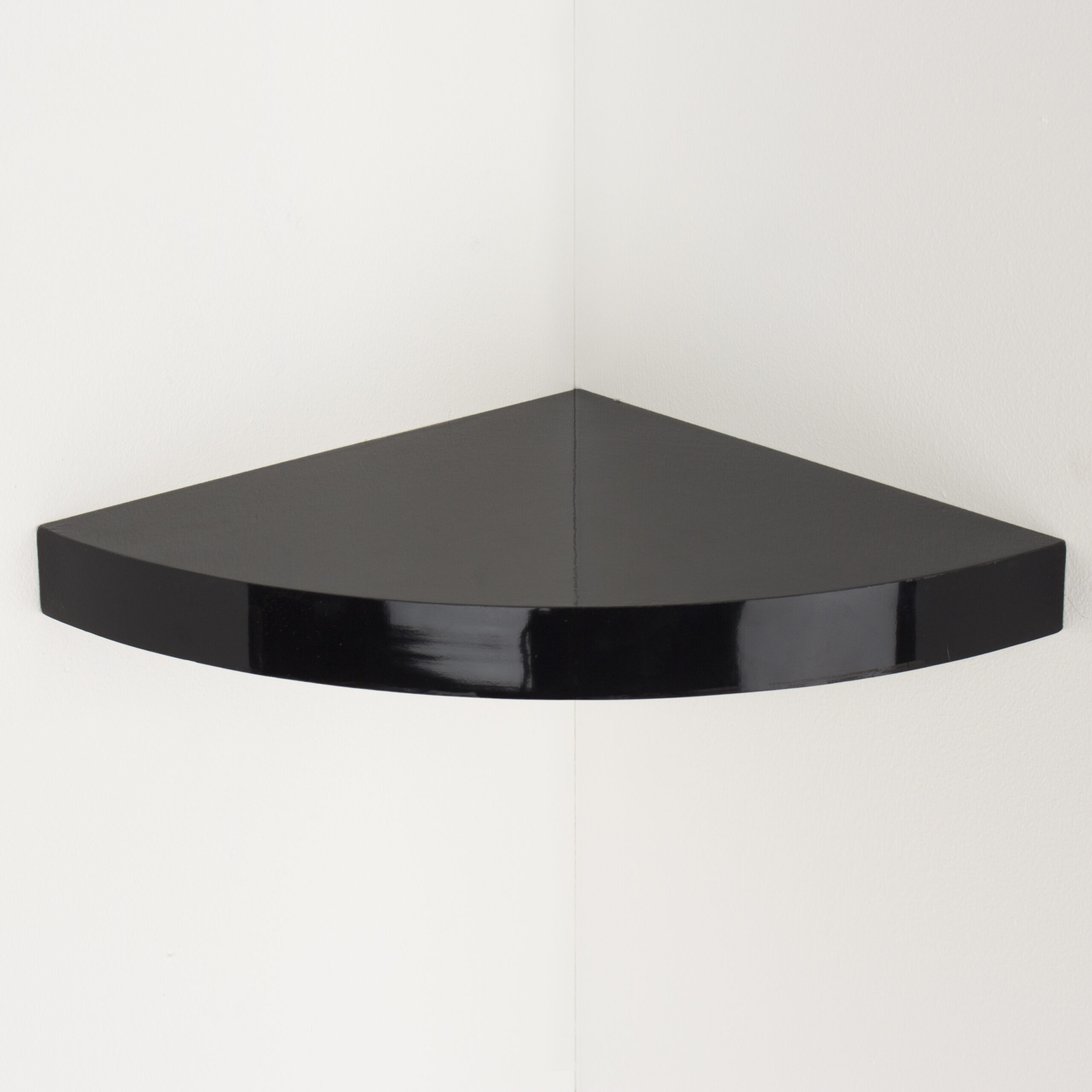 Linden 29.5cm Florating Corner Shelf Kit In A Gloss Black Foil Finish